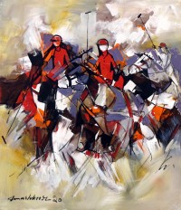Mashkoor Raza, 36 x 30 Inch, Oil on Canvas,  Figurative Painting, AC-MR-454